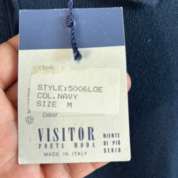 Visitor Poeta Moda Mens Long Sleeve Quarter Zip Sweater Blue Size Medium - Picture 6 of 12